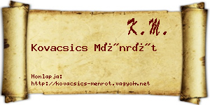 Kovacsics Ménrót névjegykártya